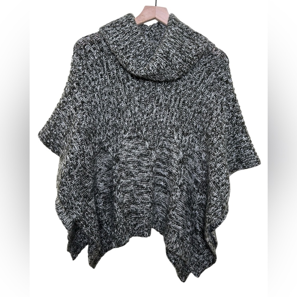 WOODEN SHIPS Mohair Wool Blend Chunky‎ Knit Gray Poncho S/M